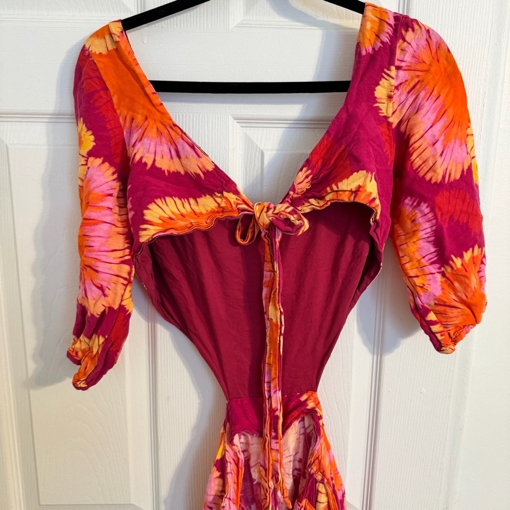 Farm Rio Tropical Tie-Dye Cutout Romper | Size Large - Picture 6 of 7